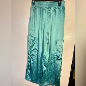 Teal satin pants